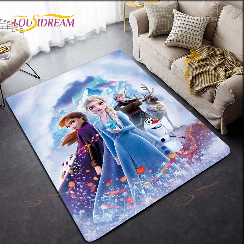 3D Printing Rug for Kitchen Doormat Bedroom Anime Frozen Carpets for Living Room Laundry Bathroom Non-slip Floor Mat