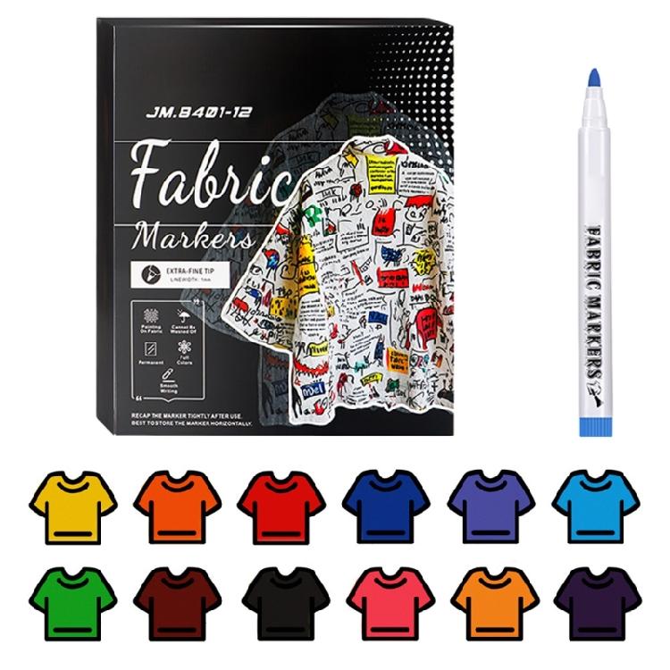 

Mediums Tip Permanent Fabric Marker T-shirt Shoe Marker Pen for Painting 12/24 Colors Permanent Fabric Pen for Clothes