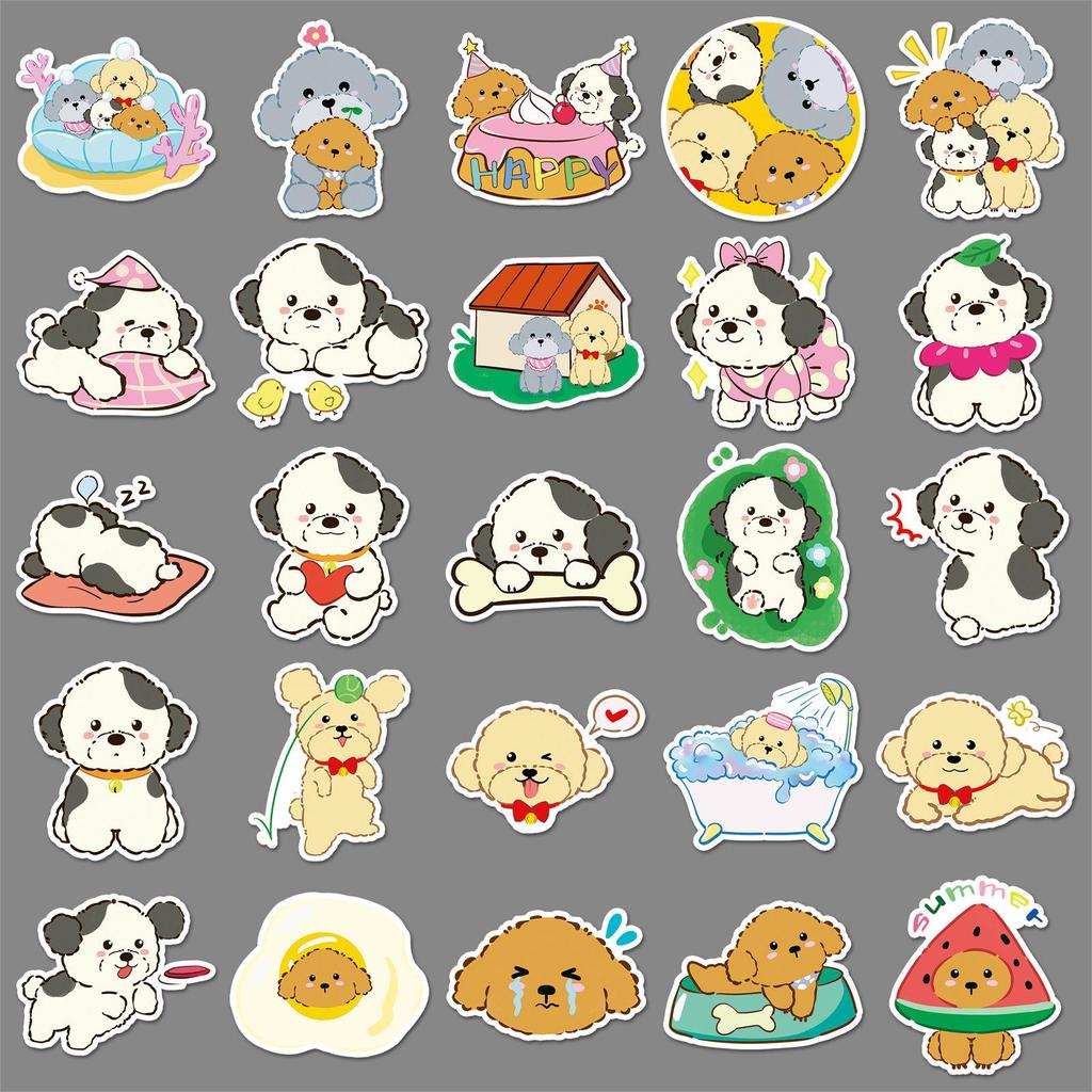 50 Cute Cartoon Dog & Animal Stickers - Waterproof Decorative for Bottles & Journals (50pcs)