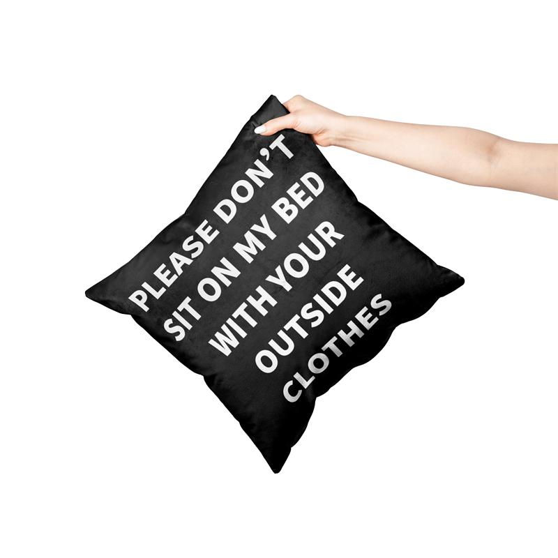 Aertemisi 18'' x 18'' Please Don't Sit on My Bed with Your Outside Clothes Square Throw Pillow Cushion Covers Cases Pillowcases
