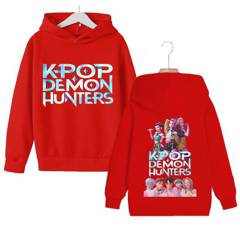 KPop Witch Hunter's Stylish Loose Hoodies for Boys and Girls, Autumn and Winter Children's Fleece Hoodies