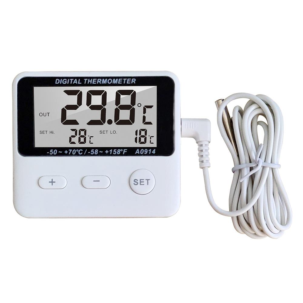 Digital alarm thermometer Indoor and outdoor thermometer Refrigerator thermometer LCD display with external sensor 1M-50 ℃ -70 ℃
