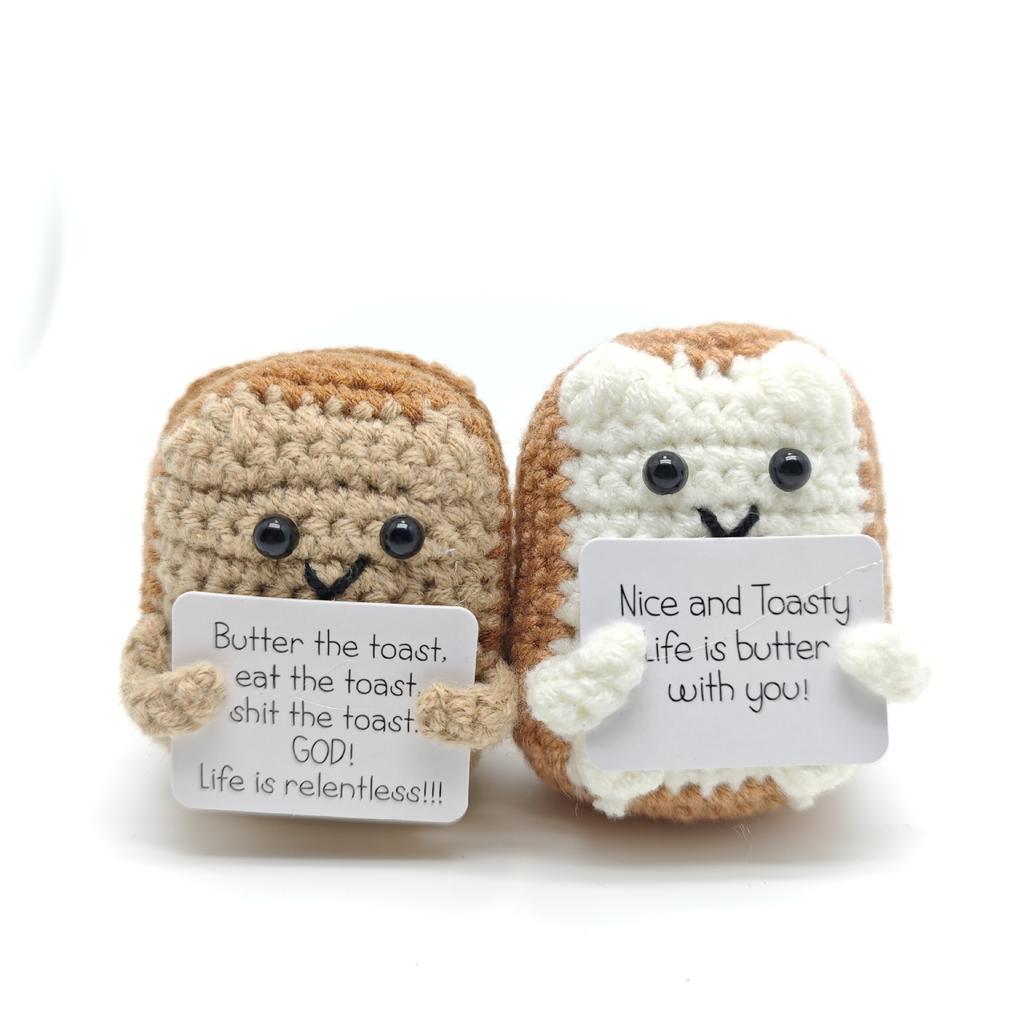 Păpușă Rechin Croșetată Amuzantă cu Energie Pozitivă Cu Card Suport Emoțional Croșetat Drăguț Tricotat Lână Albină Decor Cameră Cadouri de Crăciun