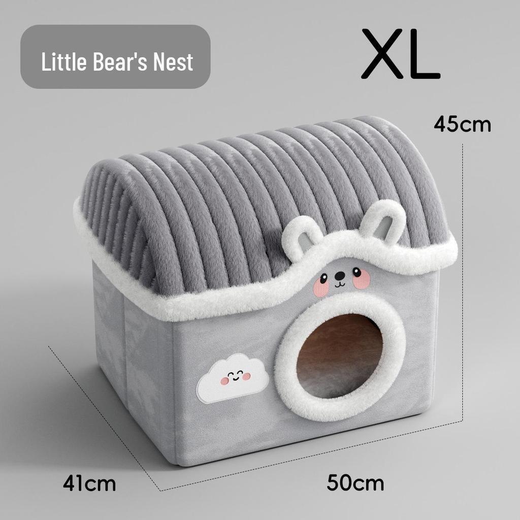 Vier Jahreszeiten Halboffenes Warmes Katzenbett für Komfort und Sicherheit