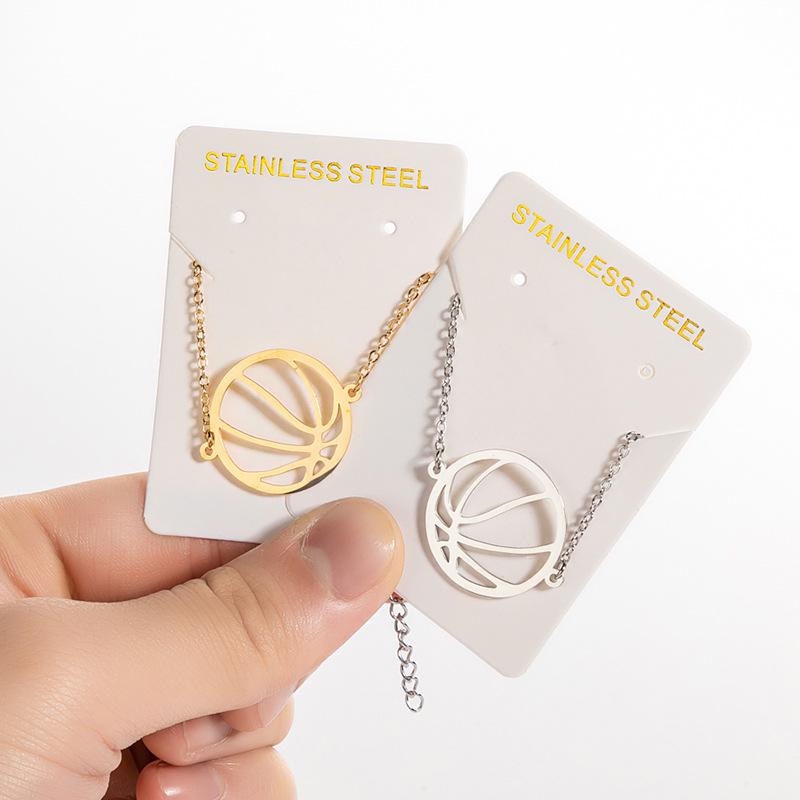 Stainless Steel Cartoon Geometric Basketball Pendant Bracelet for Men & Women
