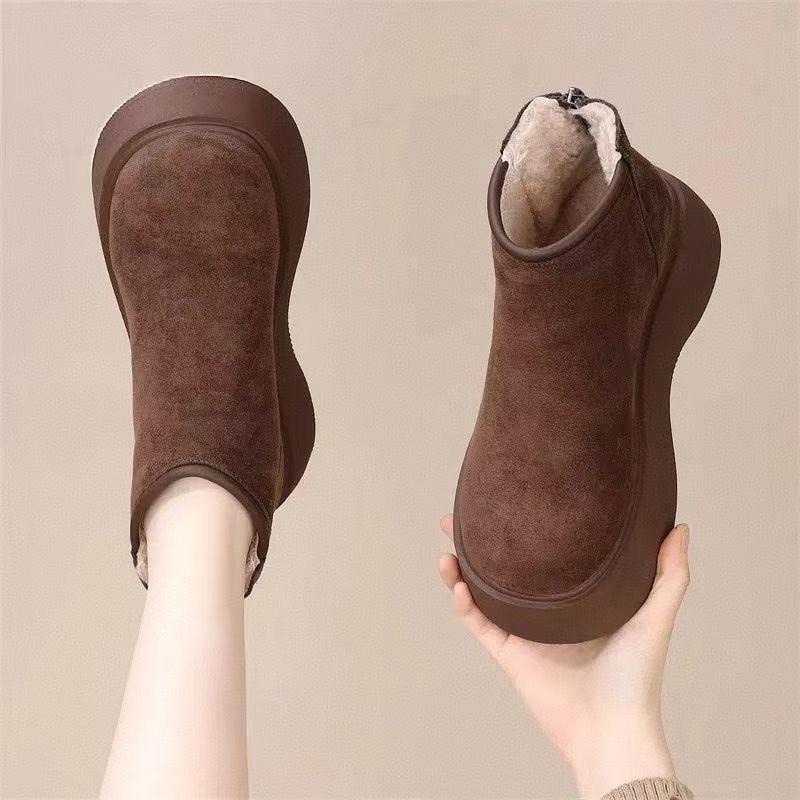 Women's Mary Jane Snow Boots - Plush, Thick-Sole, Height-Boosting, Non-Slip, Warm Winter Shoes for Petite Sizes.