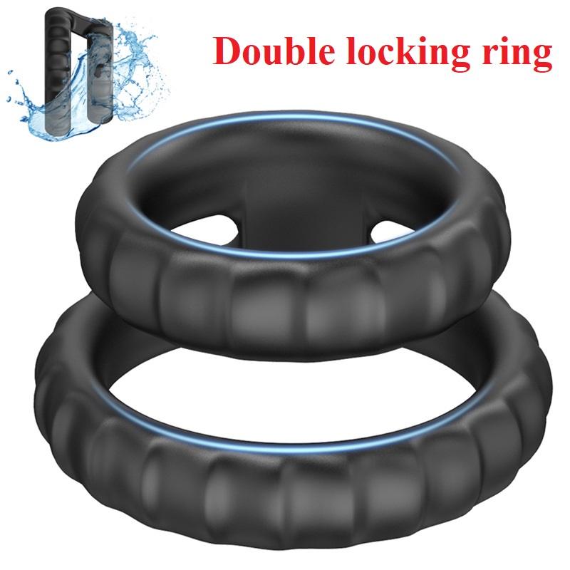 Delay Ejaculation Penis Rings Male Dick Erection Stretcher Extender Erotic Cock Rings Sex Toys for Men Double Cockring BDSM Toys