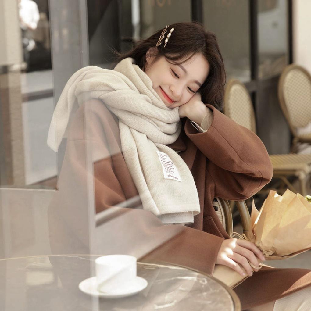 Knitted Scarf, Unisex Couple Winter Muffler, Ivory