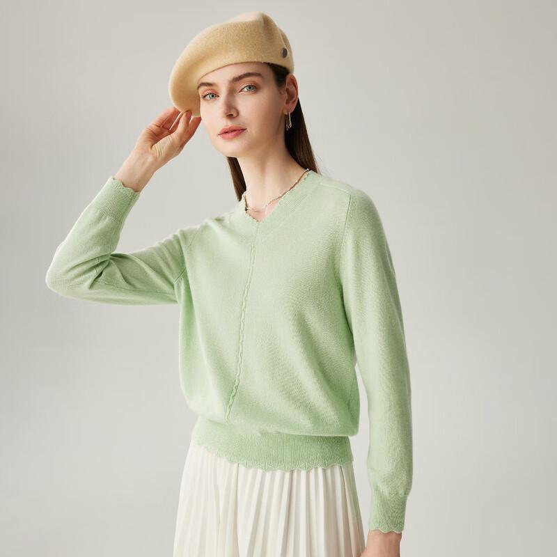 Zhaojun Women's V-Neck 100% Cashmere Sweater