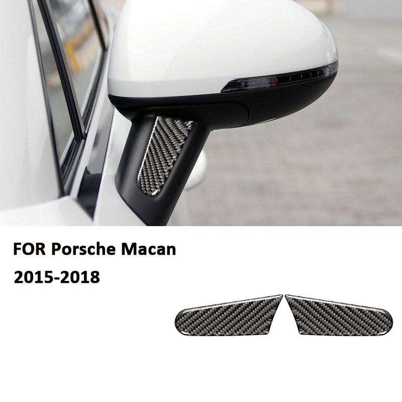 For Porsche Macan 2015-2018 Carbon Fiber Car Rearview Mirror Left Right Anti-Scratch Trim Strips Exterior Decoration Sticker