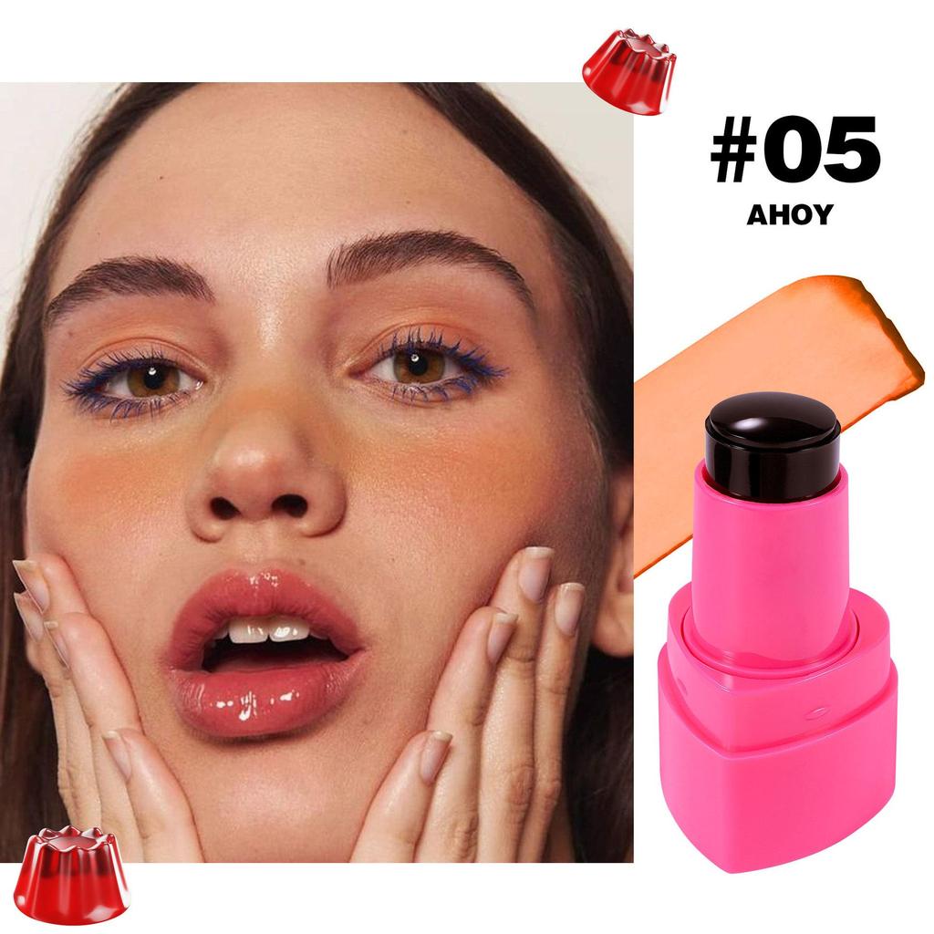 5 barev Jelly Blush Stick Balzám na rty Oční stíny 3 v 1 Víceúčelová matná tvářenka Moisturize Brighten Lip Gloss