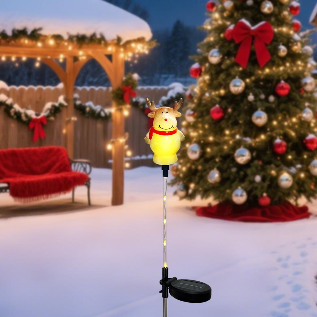 Christmas Solar Garden Santa Claus Elk Xmas Tree Stake Lights with 8 Lighting Modes For Outdoor Holiday Lawn Christmas Decor