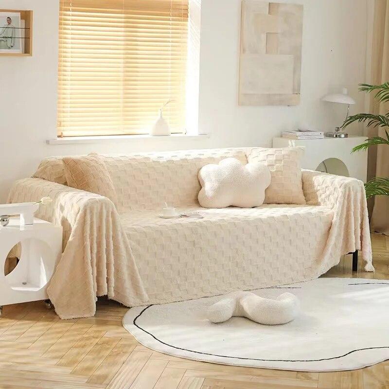 Culoare Solidă Jacquard Catifea Secțională Husă de Sofa Iarnă Super Moale Pluș Husă de Sofa Gros Non-alunecare Huse de Canapea pentru Camera de Zi