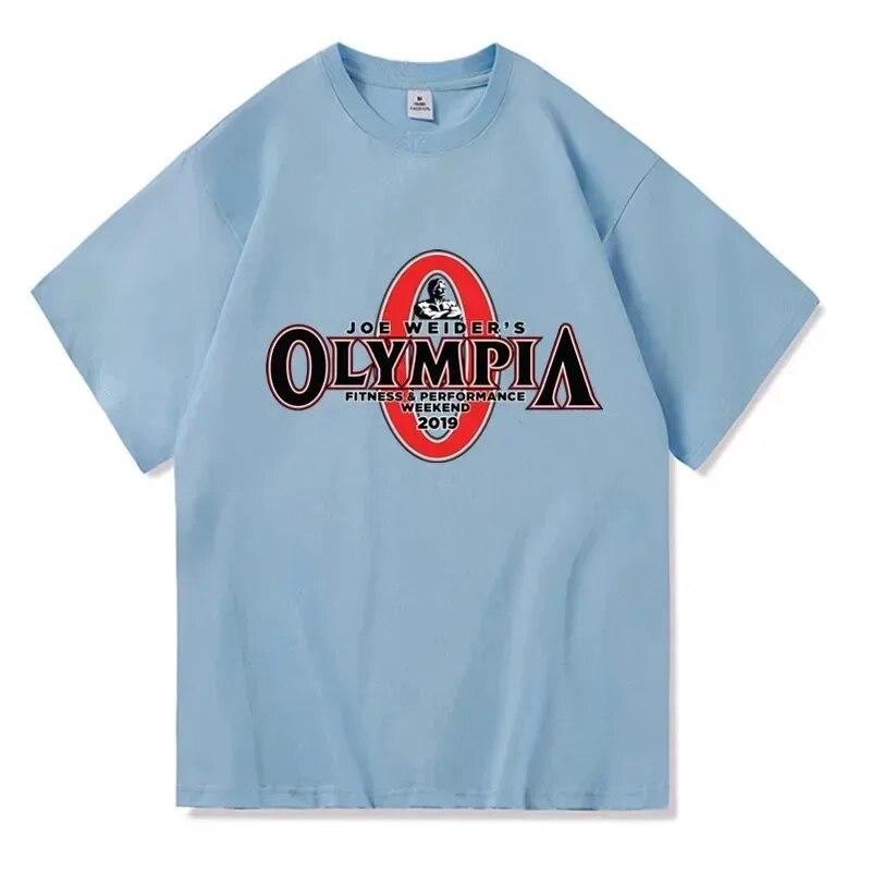 2024 Léto Novinka OLYMPIA Unisex Gyms 100% bavlna Tričko Unisex Kauzální trička s výstřihem do O Základní trička Unisex Vysoce kvalitní klasické topy Oblečení Unisex