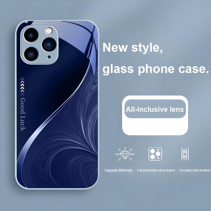 

Ритмичная текстура красная синяя для iPhone 15 14 13 12 11 Pro Max X XS XR 7 8 Plus 2020 2022 SE Закаленное стекло чехол для телефона For iPhone 14 ProMax
