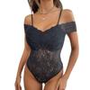2023 Summer Sexy Floral Lace Bodysuit Slim Fit Clothes Women Fashion Off Shoulder Y2k  Girl V Neck Backless Jumpsuit 25588