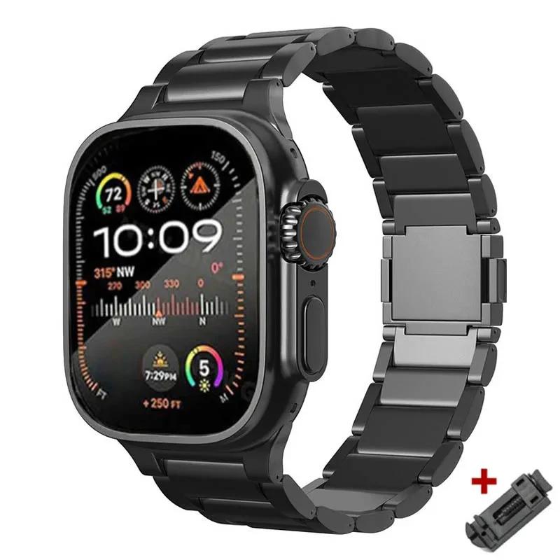 Men Titanium Band for Apple Watch Ultra 2 49mm 46mm 42mm 45 44 40 41 38mm Metal Luxury Strap for Iwatch 10 9 8 7 6 5 Se Bracelet