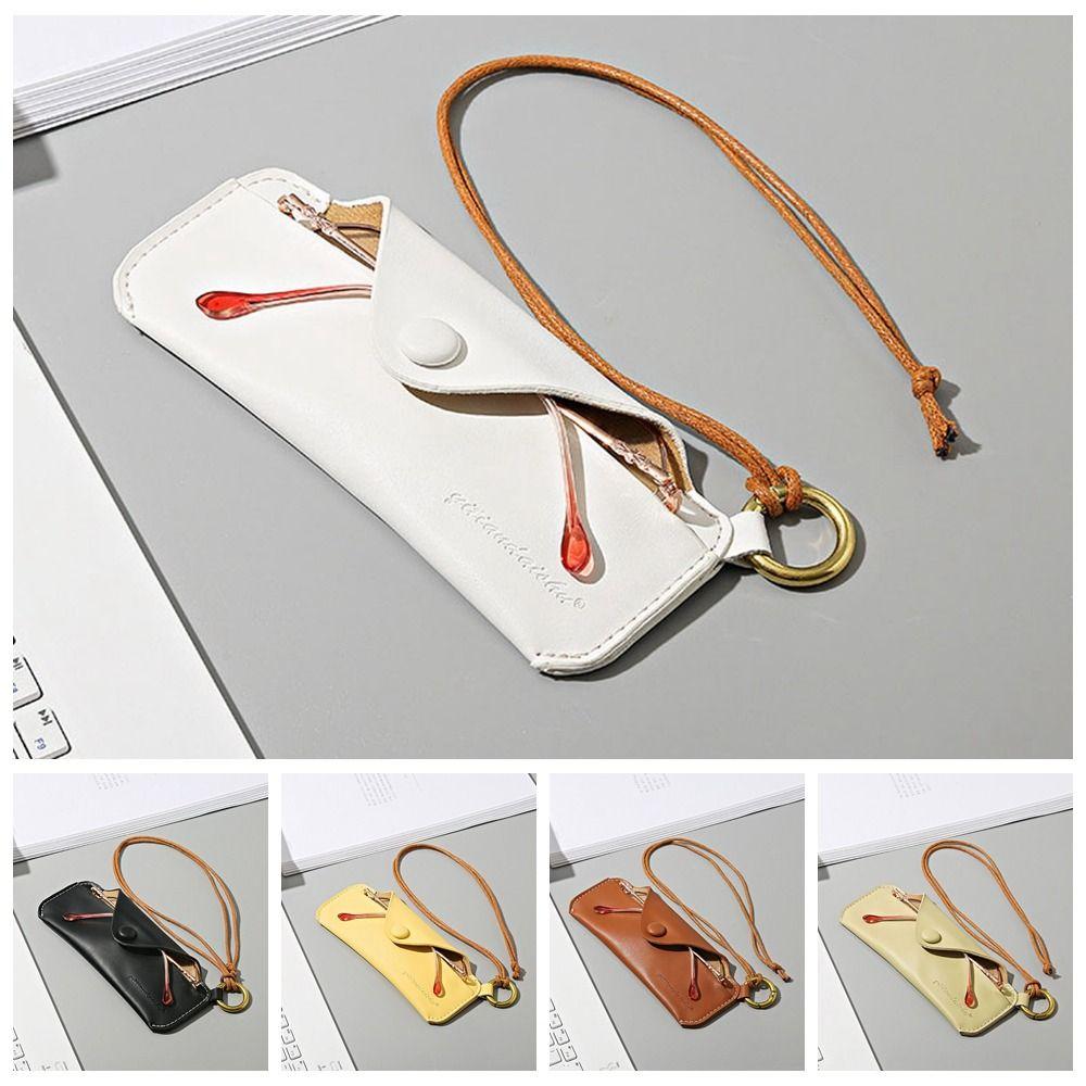 Hanging Neck Glasses Bag PU Leather Sunglasses Bag Fashion Eyeglasses Holder  Gift