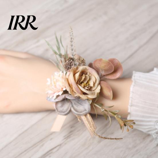 Durable Flower Pin Rose Bud Wedding Set, Wrist Corsage for Bride Bridesmaid High Simulation & Boutonniere Groom Groomsman, Artificial Silk Floral