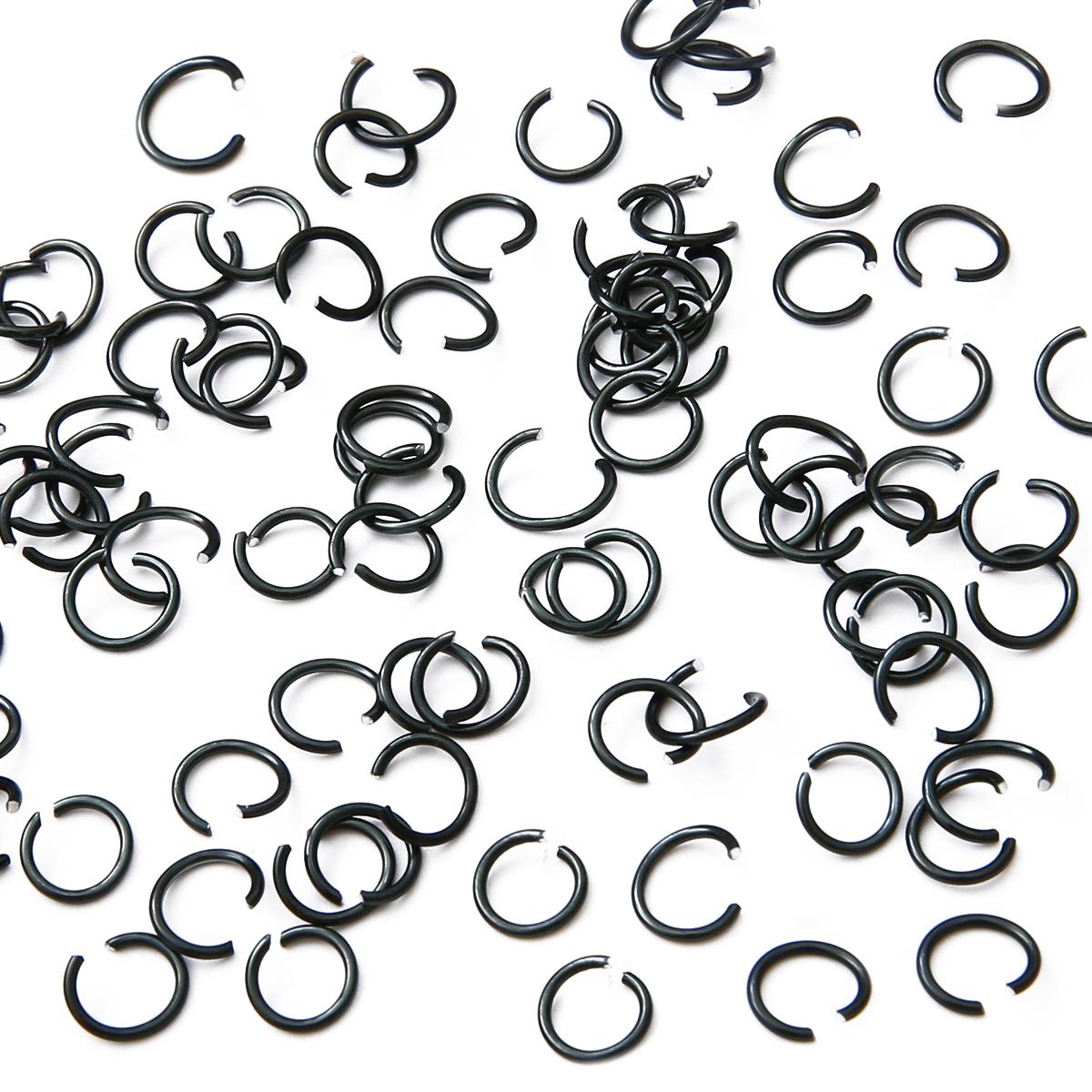 

900 шт., открывающееся кольцо с алюминиевым покрытием, кольцо для DIY, ожерелье, браслет, изготовление ювелирных изделий, аксессуары для рукоделия 0.8x6mm 20g чёрный