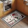 Merry Christmas Indoor Door Mat Gnome Xmas Tree Snowflake Red Black Plaid Front Door Mat Non Slip Washable Entryway Rug