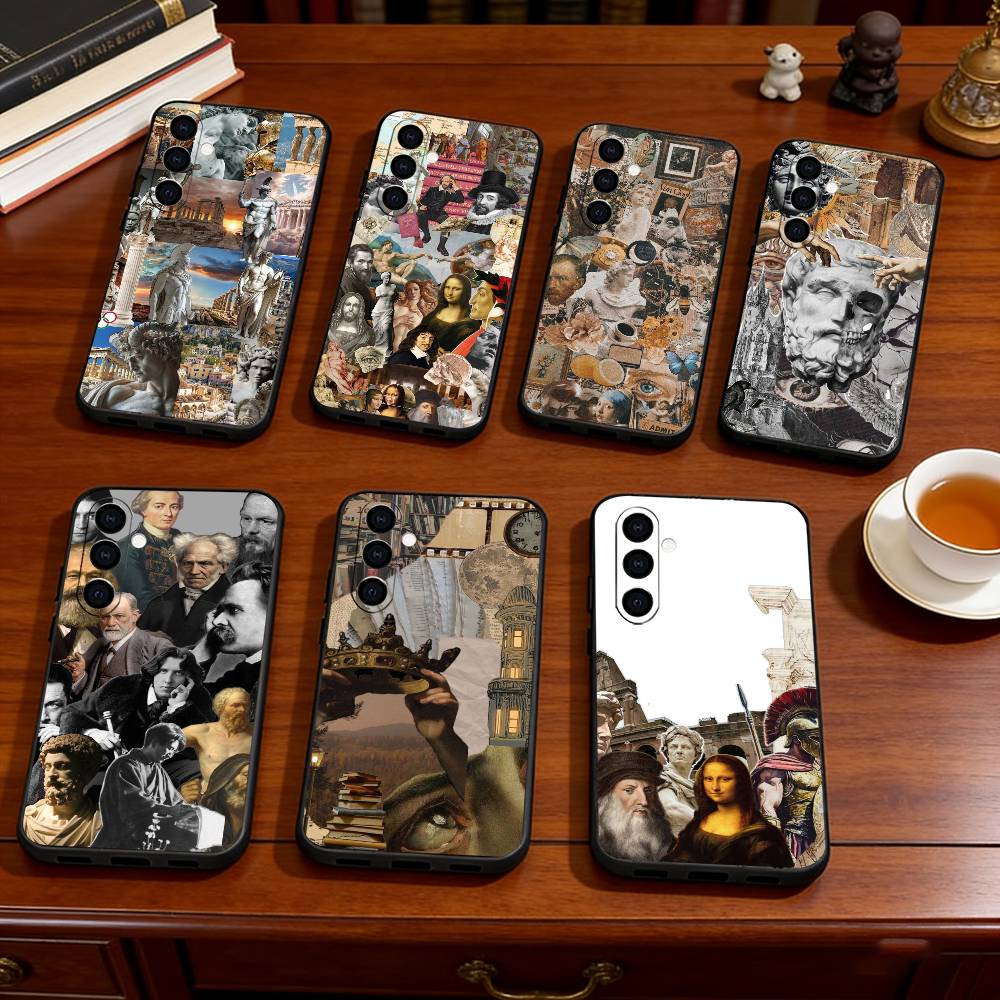 Renaissance Theme Phone Case For Samsung Galaxy A73,A72,A71,A70,A53,A52,A51,Soft Silicone Black Cover