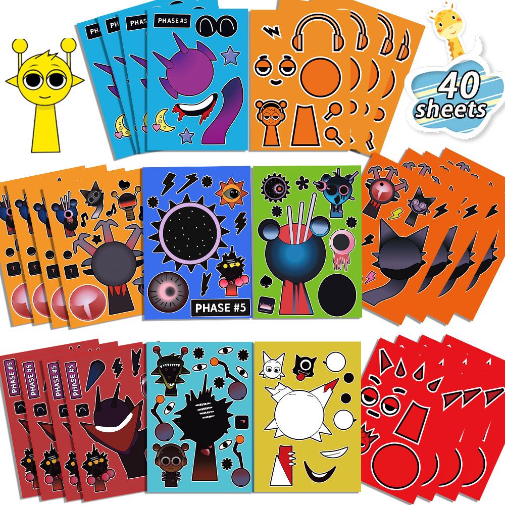 

Rhythm Box Sprunki Game Stickers DIY Educational Toy Book for Kids