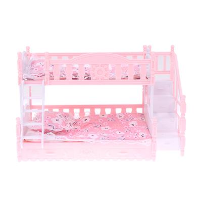 Dollhouse Miniature Simulation European Princess Double Bed Doll Furniture Toys