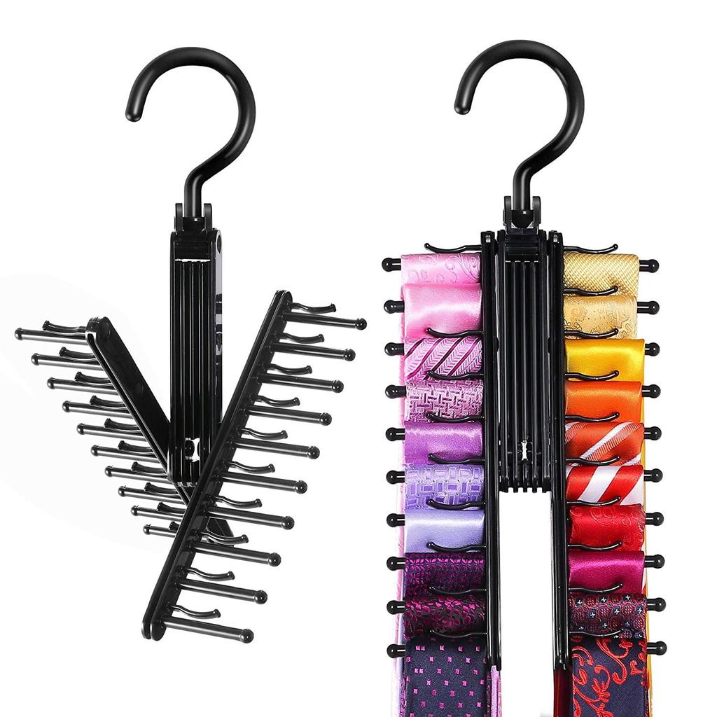 Men's Swivel Tie Rack Scarf Tie Plastic Hanger Belt Organizer