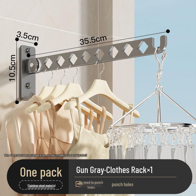 Foldable Wall-Mounted Clothes Drying Rack: No-Drill Indoor Retractable Balcony Clothesline