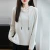 Women's Hooded Long Sleeve Sweatshirt Loose Fit Japanese Korean Casual Solid Color Cotton Spring Daily Versatile Layering Pullover Top