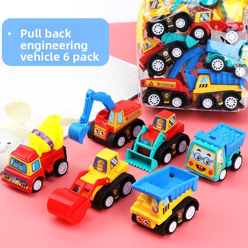 Childrens Pull Back Fire Truck And Engineering Vehicle Set With Cartoon Animal Design For Boys Playroom