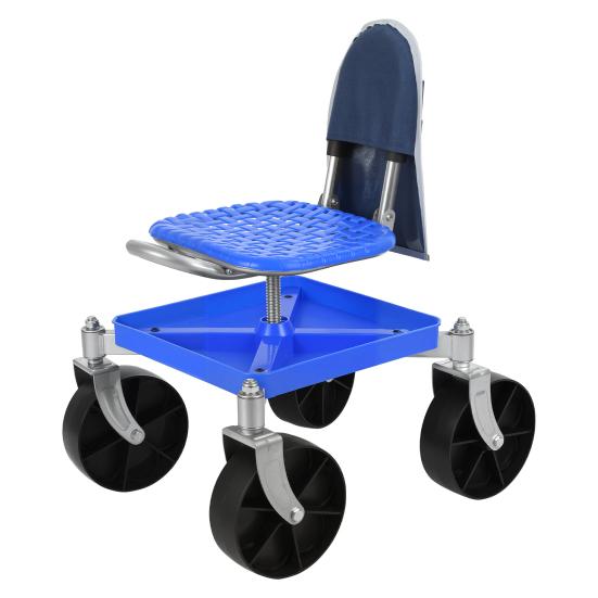 Gardening Work Seat Rolling Seat Height Adjustable Garden with Wheels Heavy Duty Tool Cart Storage Tray for Seniors Yard Patio Work 330