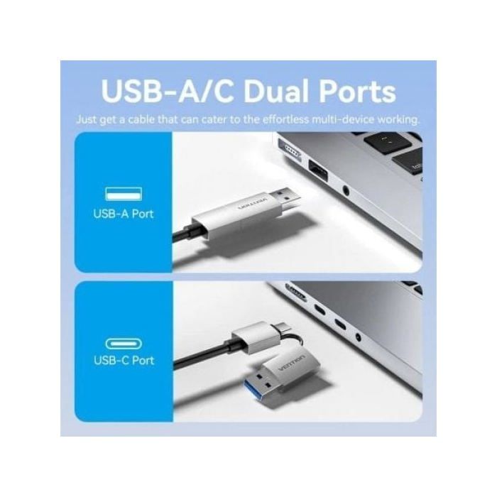 Conversor Vention ACXHB USB-C/USB-A a 2x HDMI 4K 60Hz 15cm Gris DisplayLink