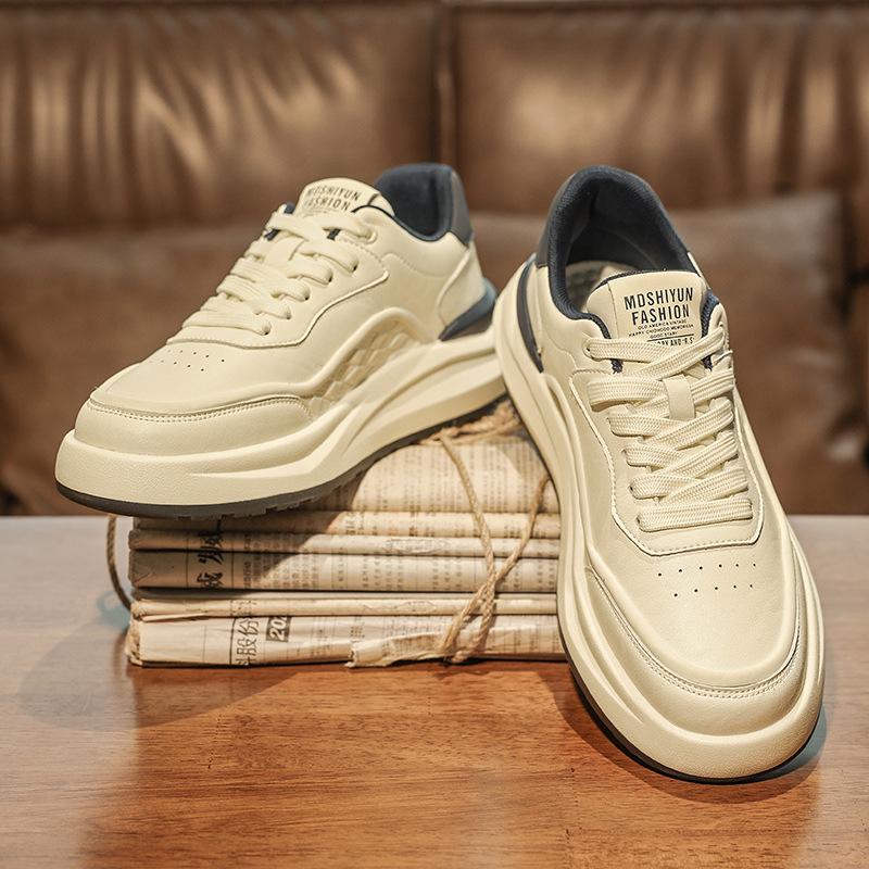 Men's Shoes Spring and Autumn New High-end Men's Sports and Leisure Versatile Thick-soled Heightening Non-slip Small White Board Shoes