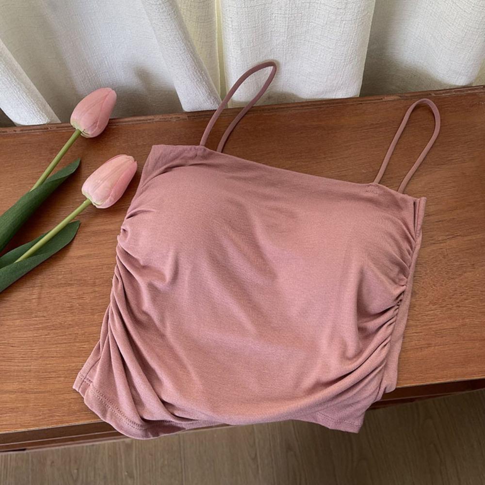 Podkładki na klatkę piersiową Crop Top Solid Halter Tank Top Kobiety Lato Camis Backless Camisole Moda Casual Top tuba Damska bez rękawów Cropped Kamizelka