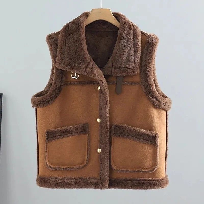 Artificial Lamb Wool Vest Women's Autumn and Winter Fashion Warm Vest Waistcoat Waistcoat Jacket