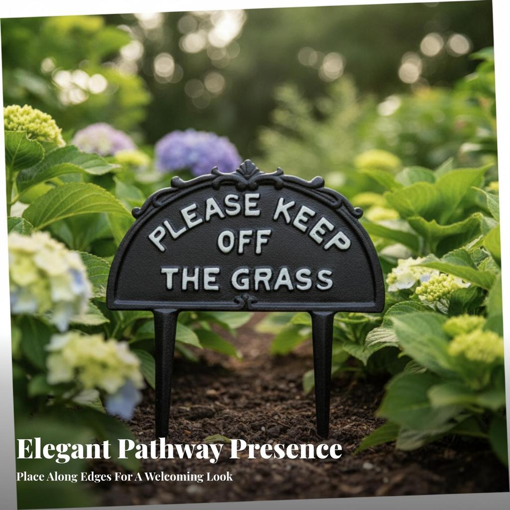 Keep Off the Grass Sign Rustic Garden Warning Vintage for Lawn, Flower Bed