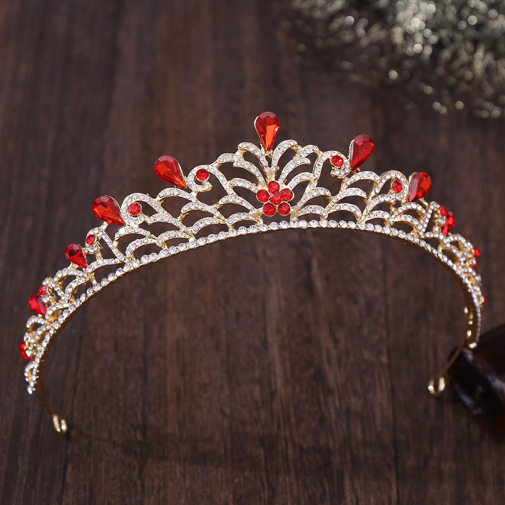 Zuangang's New Wedding and Birthday Headband, Baroque Leaf Alloy Inlaid with Rhinestones, Bridal Small Crown