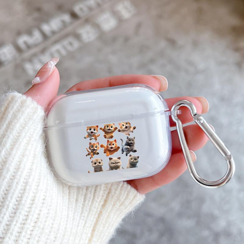 Cartoon Cat Graphic Silicon Case For Apple Airpods 1 or 2 Shockproof Cover For AirPods 3 Pro Pro2 Transparent Earphone Protector