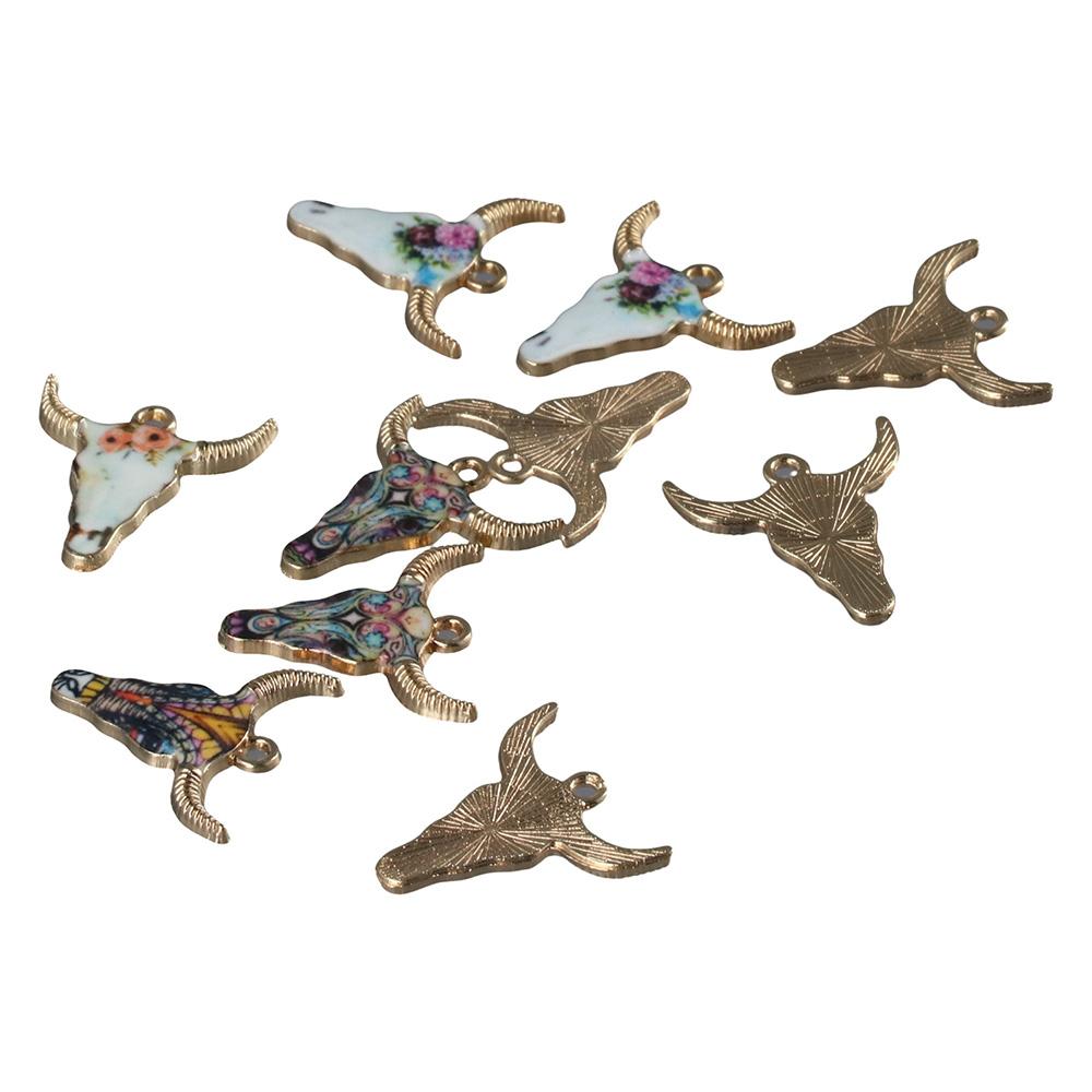 

Cow Head Gold-plated Enamel Metal Jewelry Charms Keychain Earrings