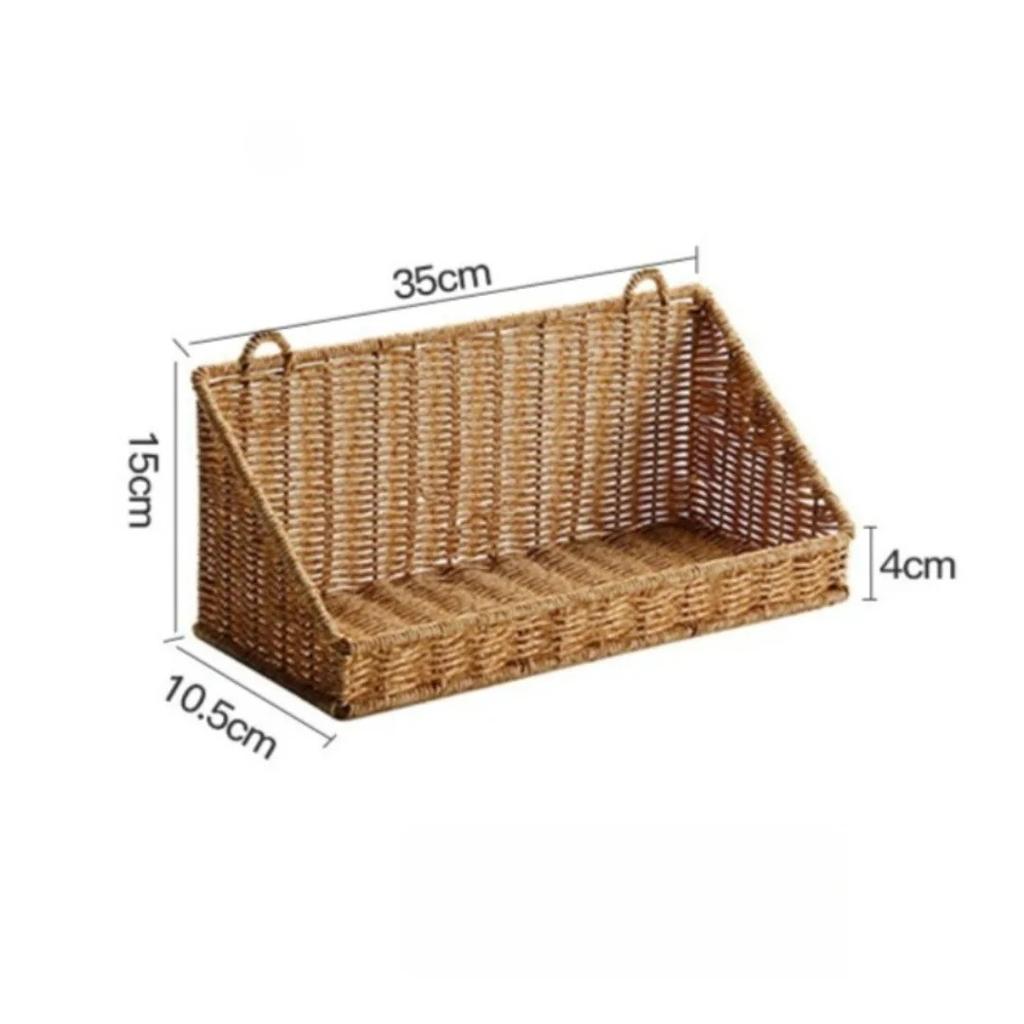 Handwoven Imitation Rattan Wall Hanging Basket Multi Size Kitchen Bathroom Balcony Plant Holder Storage Organizer for Home