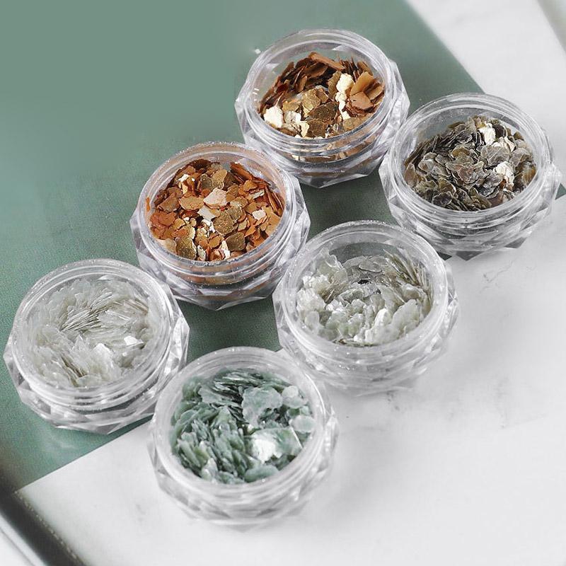 

6 шт./набор фрагментов листа слюды текстура тонкий срез хлопья для дизайна ногтей украшение срез DIY маникюр советы 6PC разноцветный