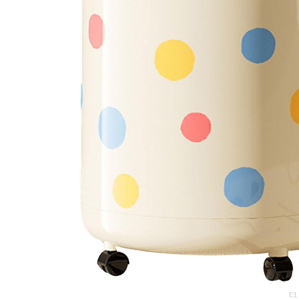 Polka Dot Trash Can Garbage 12L Dustbin with Wheels Uncover Waste Basket Recycling Bin for