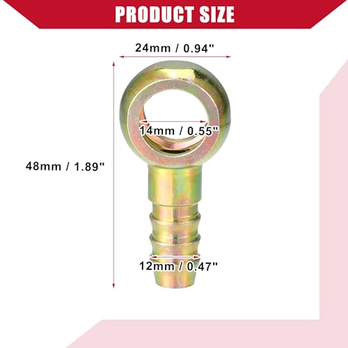 Hihaha Ball Head Oil Pipe Fittings/Fuel Pipe Joint Adapter for Car Motorcycle / 14mm Inner Diameter 12mm Outer Diameter/Bronze Color, Set of 4