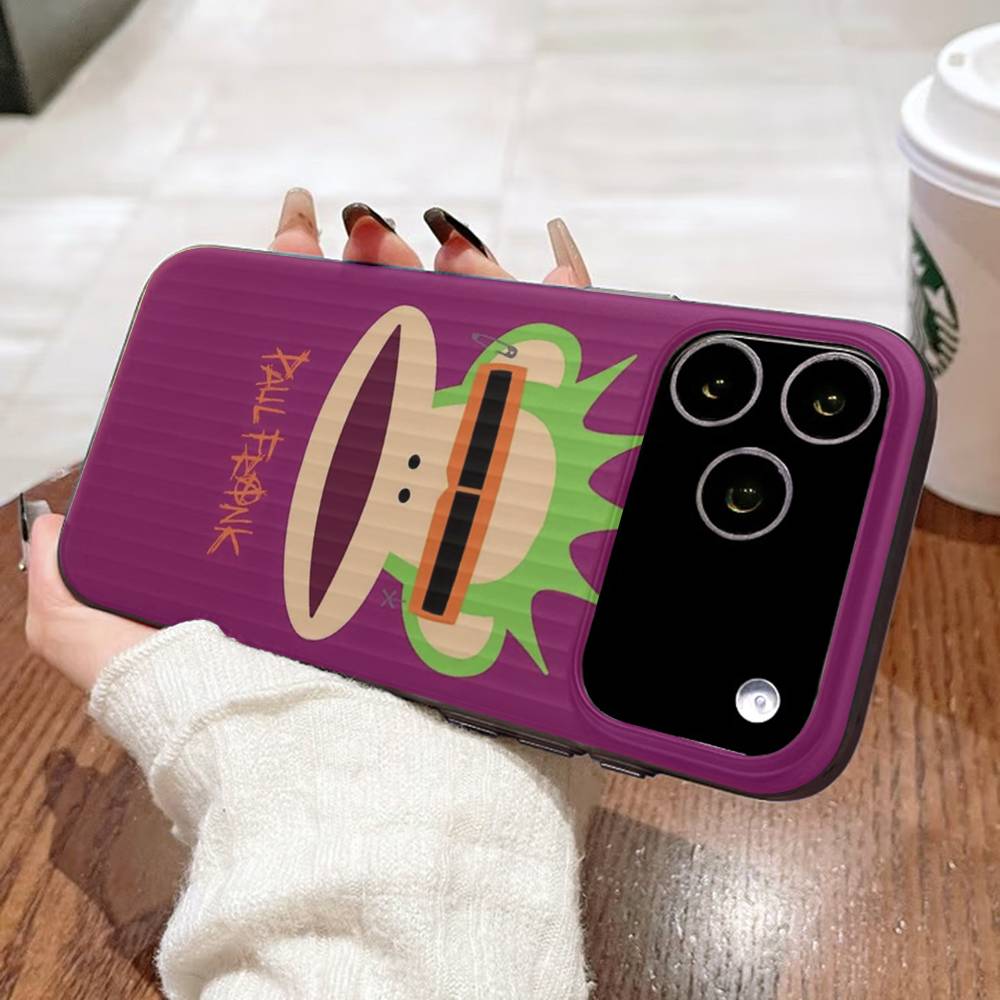 Classic Fashion Logo P-Paul F-Frank For IPhone 16 15 14 13 12 11 17 Pro Max Plus Wave Corrugated Phone Case Anti Drop Cover