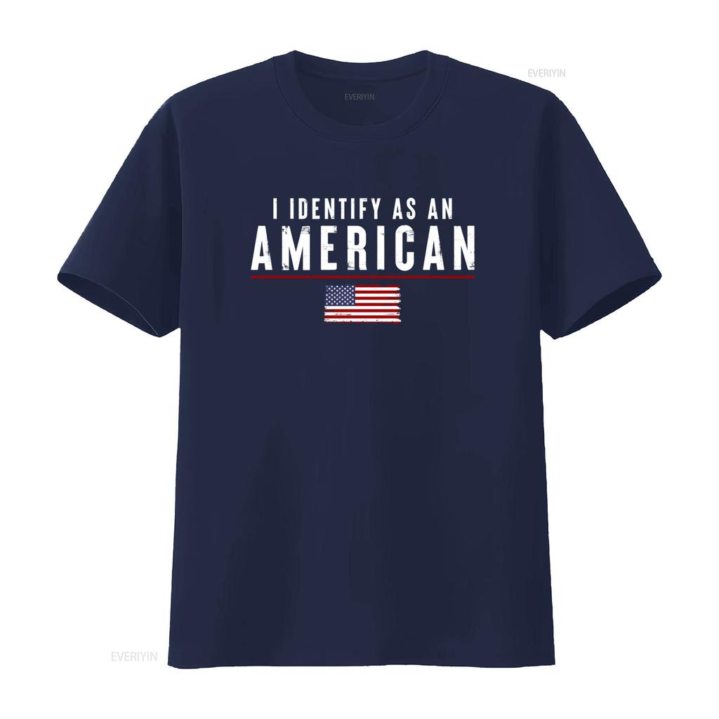 Patriotic American Flag T Shirt for Men I Identify As An vintage Washed Stretched Stylish Versatile streetwear Casual