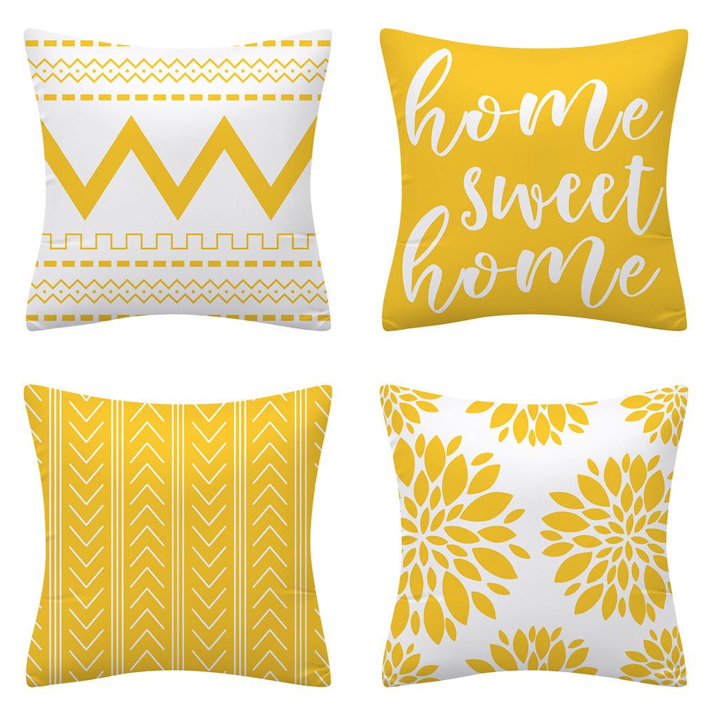 Nordic Simple Geometric Abstract Velvet Pillowcase Sofa Cushion Modern Letter Stripes Combination Pillowcase