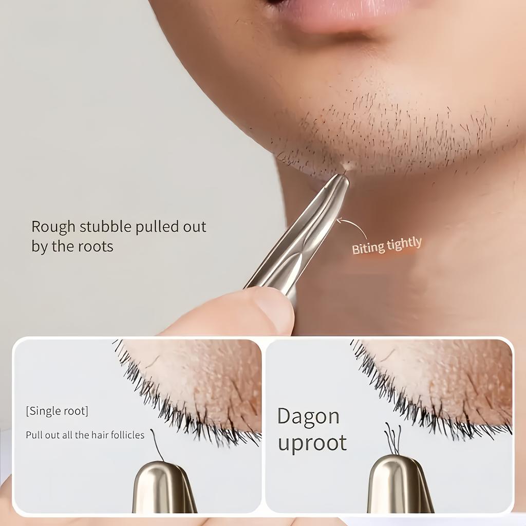 Stainless Steel Tweezers for Eyebrows, Mustache & Beard Trimming Precision Painless Hair Removal Tool with Tight Clamping