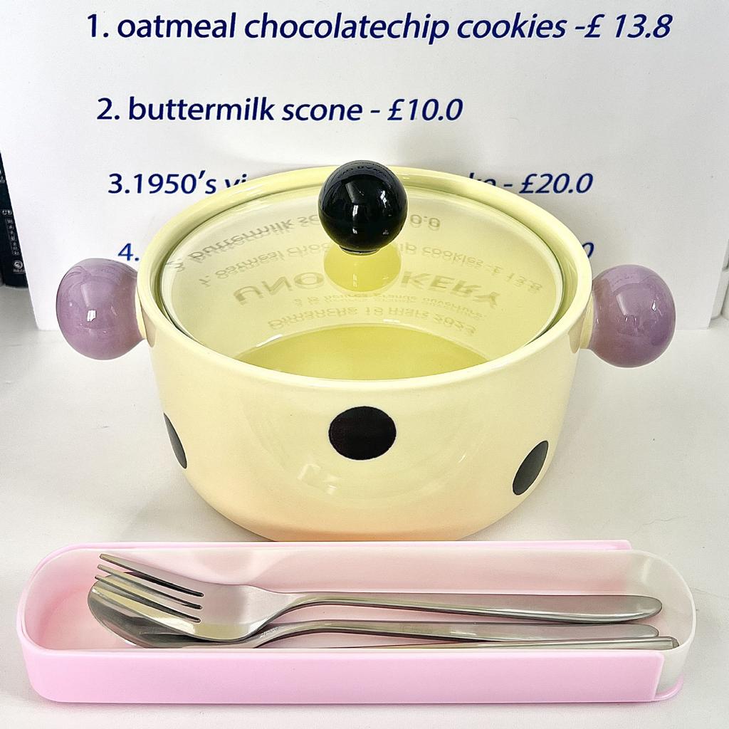 Give Girls Birthday Gifts, Cute Contrasting Colors, Polka Dots, Ceramic Instant Noodles Bowl with Lid, Girlfriend Practical Souvenir Gift Box.